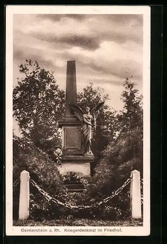 AK Germersheim a. Rh., Kriegerdenkmal im Friedhof