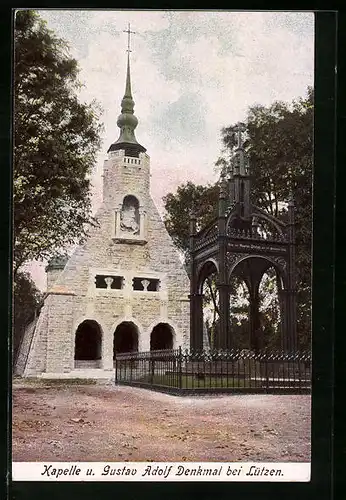 AK Lützen, Kapelle und Gustav Adolf Denkmal