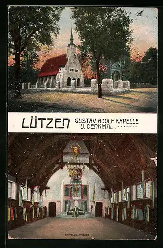 AK Lützen, Gustav Adolf Kapelle u. Denkmal, Innenansicht