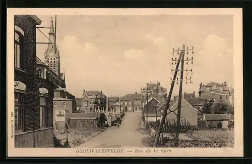 AK Godewaersvelde, Rue de la Gare, Strassenpartie