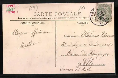 AK Trélon, Gebäudeansicht, Denkmal, Ortspartie