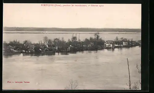 AK Portejoie, Pendant les inondations de 1910, Teilansicht bei Hochwasser