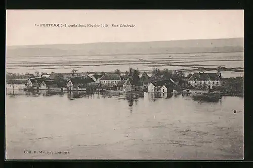 AK Portejoie, Inondation de 1910, Vue Générale, Hochwasser
