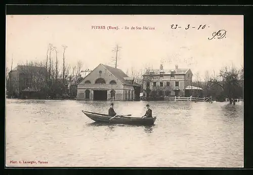 AK Pitres, Ile de Ste-Hélène, Hochwasser