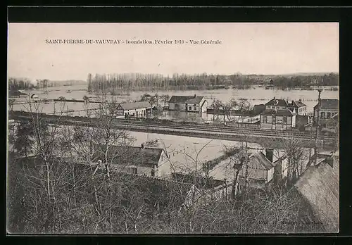 AK Saint-Pierre-du-Vauvray, Inondation de 1910, Vue Générale, Hochwasser