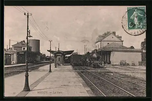 AK Melun, La Gare, Bahnhof