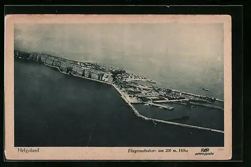 AK Helgoland, Inselpanorama, Fliegeraufnahme