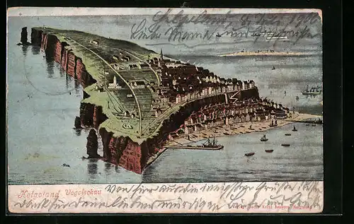 AK Helgoland, Inselpanorama aus der Vogelschau