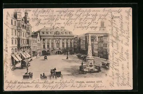 AK Bonn, Marktplatz mit Obelisk