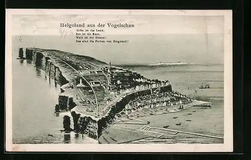 AK Helgoland, Panoramablick aus der Vogelschau