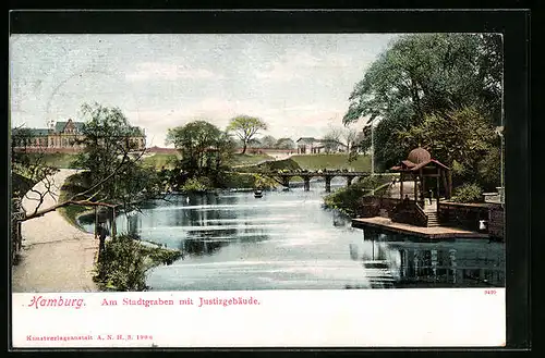 AK Hamburg-Neustadt, Am Stadtgraben mit Justizgebäude