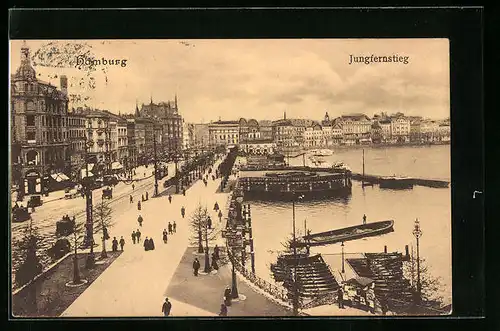 AK Hamburg-Neustadt, Jungfernstieg mit Strassenbahn