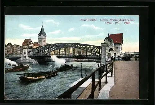 AK Hamburg, Grosse Wandrahmsbrücke, Erbaut 1907-1909