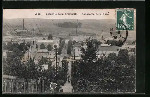 AK Laon, Descente de la Grimpette, Panorama de la Gare