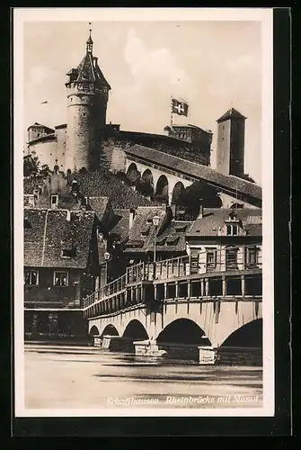 AK Schaffhausen, Rheinbrücke und Munot