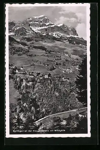 AK Spiringen an der Klausenstrasse, Panorama mit Windgälle