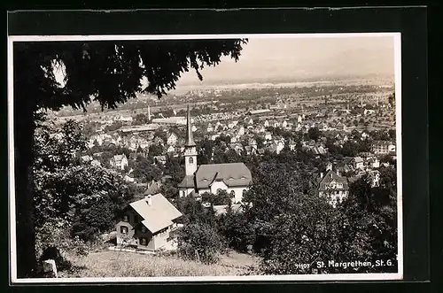 AK St. Margrethen /St. G., Teilansicht mit Kirche