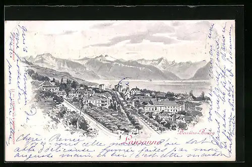 Künstler-AK Lausanne, Derrière-Bourg