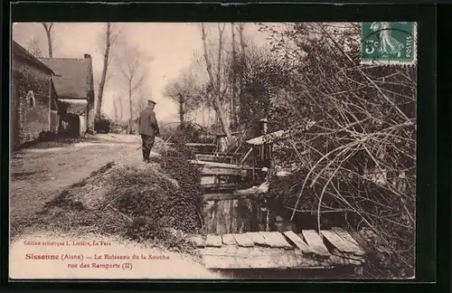 AK Sissonne, Le Ruisseau de la Souche rue des Remparts