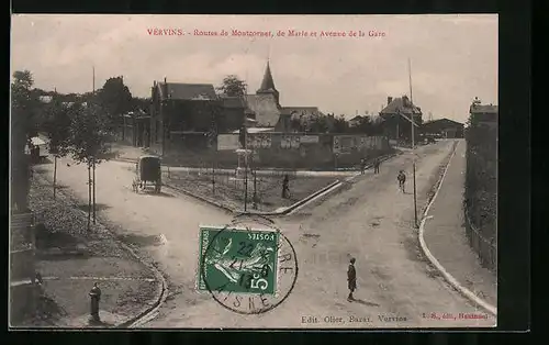 AK Vervins, Routes de Montcornet, de Marle et Avenue de la Gare