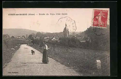 AK Chézy-sur-Marne, Entrée du Pays