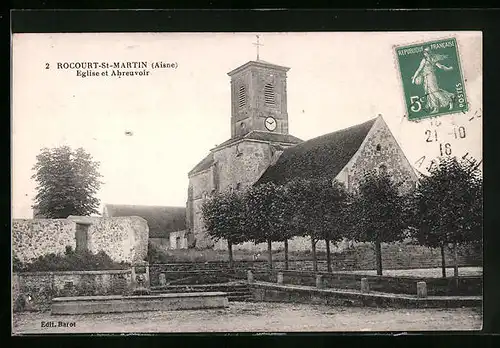 AK Rocourt-St-Martin, Eglise et Abreuvoir
