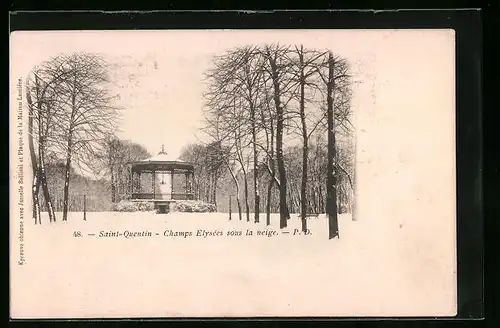 AK Saint-Quentin, Champs Elysées sous la neige