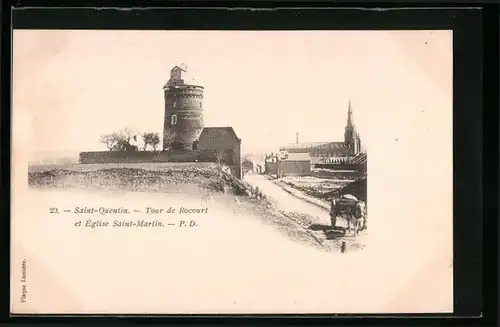 AK Saint-Quentin, Tour de Rocourt et Église Saint-Martin