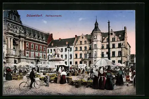 AK Düsseldorf, Partie am Rathausmarkt