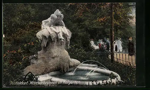 AK Düsseldorf, Märchenbrunnen im Hofgarten