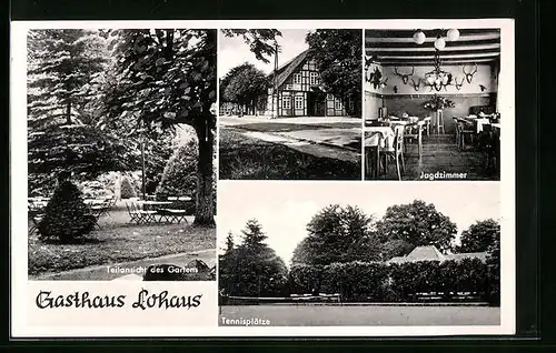 AK St. Hülfe, Gasthaus Lohaus mit Garten, Jagdzimmer und Tennisplatz
