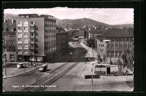 AK Hagen i. W., Emilienplatz mit Badstrasse