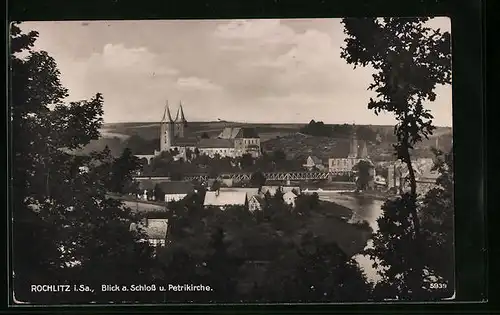 AK Rochlitz i. Sa., Blick auf Schloss und Petrikirche