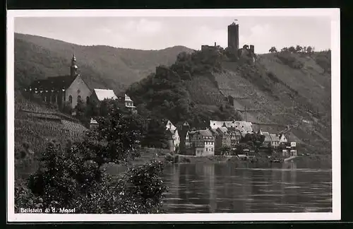 AK Beilstein a. d. Mosel, Gesamtansicht mit Kirche