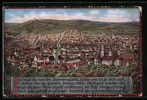 AK Stuttgart, Totale aus der Vogelschau