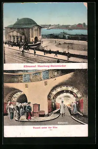 AK Hamburg-Steinwärder, Elbtunnel, Innenansicht