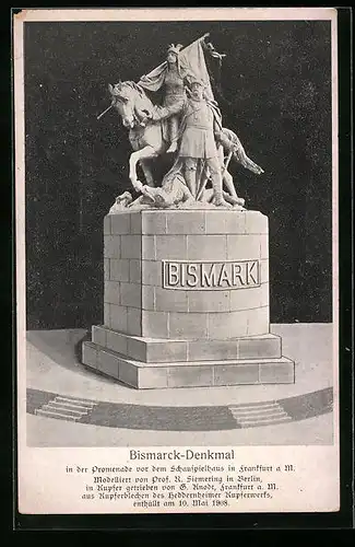 AK Alt-Frankfurt, Bismarck-Denkmal in der Promenade vor dem Schauspielhaus