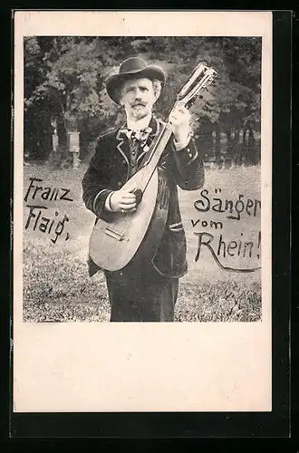 AK Franz Flaig als Sänger vom Rhein mit seiner Gitarre