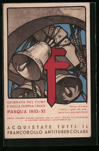 AK Giornata del Fiore e della Doppia Croce, Pasqua 1933-XI, Glockenturm