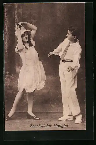 AK Geschwisterpaar Hodgini, Zirkuskünstler