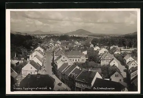 Foto-AK Niemes, Eppingerstrasse & Fr. Lindestrasse mit Schiffer`s Konditorei