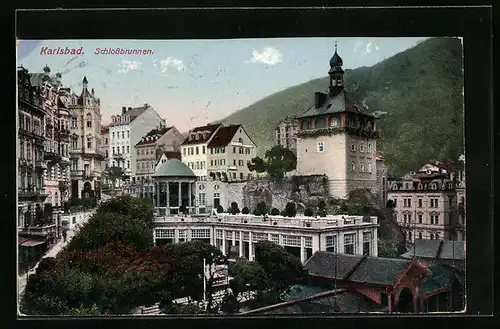AK Karlsbad, Schlossbrunnen