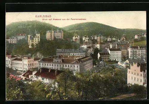 AK Karlsbad, Blick auf Westend von der Panoramastrasse