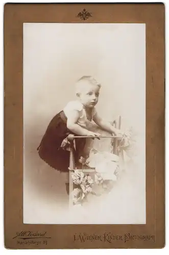 Fotografie Alb. Voisard, Wien, Mariahilferstr. 89, Kleines Kind in hübscher Kleidung