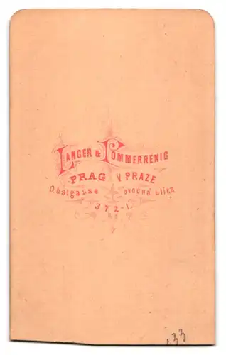 Fotografie Langer & Lommerrenig, Prag, Obstgasse, Junge Dame im verzierten Schleifenkleid mit ihrem Kind auf dem Schoss