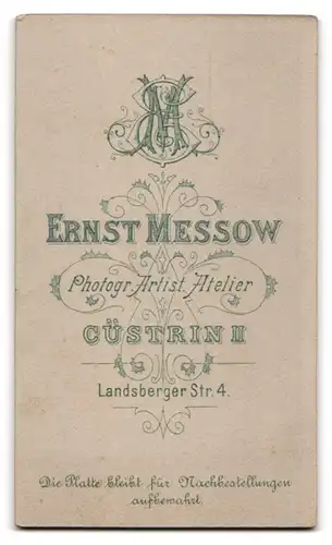 Fotografie Ernst Messow, Cüstrin, Landsberger Strasse 4, Jüngling mit gelockter Künstlerfrisur und grossen Augen
