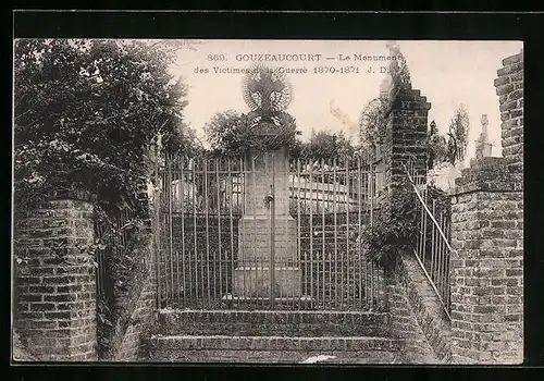 AK Gouzeaucourt, Le Monument des Victimes de la Guerre 1870-1871