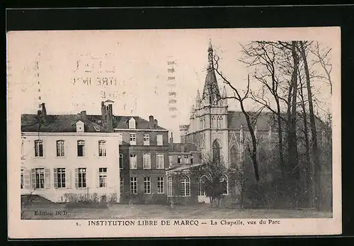 AK Marcq, Institution libre de Marcq - La Chapelle, vue du Parc