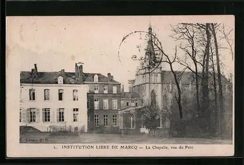 AK Marcq, Institution libre de Marcq - La Chapelle, vue du Parc