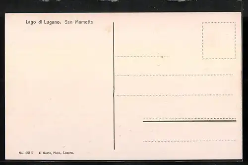 AK San Mamette, Ruderpartie mit Ortsblick auf dem Lago di Lugano